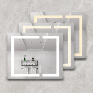 36" X 30" Medicine Cabinet With LED Vanity Mirror, Anti-Fog Recessed Or Surface Mount Bathroom Double Door Large Storage 3000K~6000K Bright Lighted Aluminum Storage Cabinet With Touch Switch - Silver by Couch.com