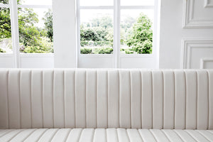 Contemporary Vertical Channel Tufted Velvet Sectional Sofa For Living Room With 4 Pillows by Couch.com