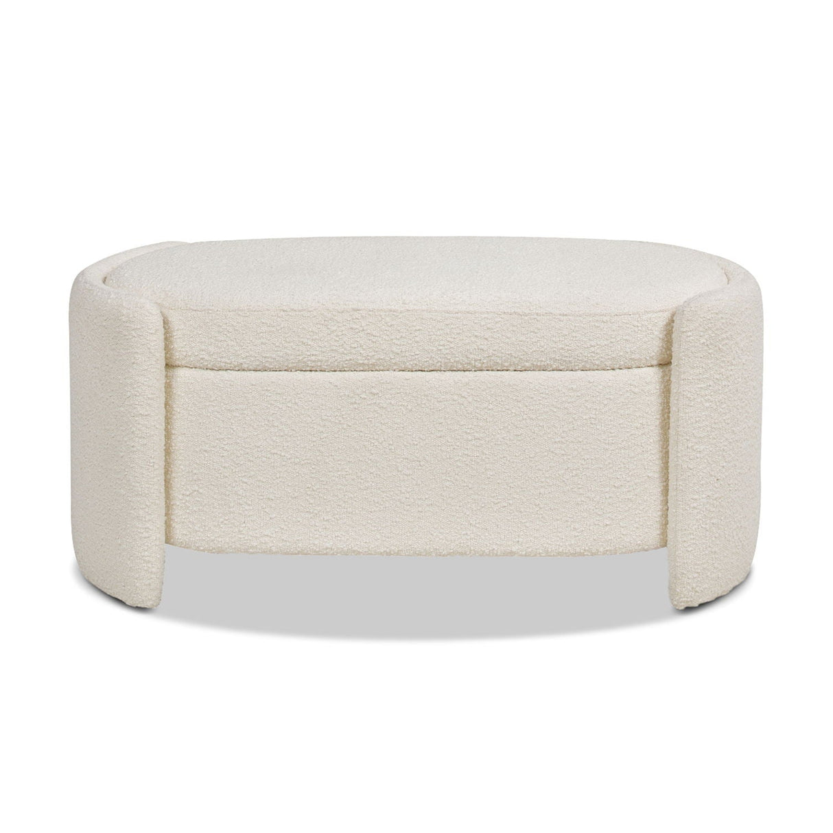 Fuji - Oval Storage Bench, Upholstered - Ivory White by Couch.com