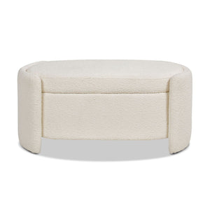 Fuji - Oval Storage Bench, Upholstered - Ivory White by Couch.com