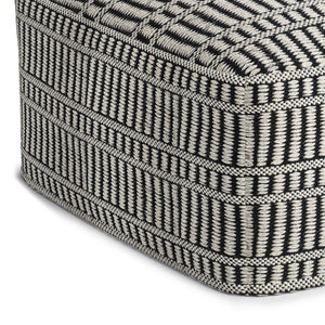 Safford - Square Woven Outdoor / Indoor Pouf - Black / White by Couch.com