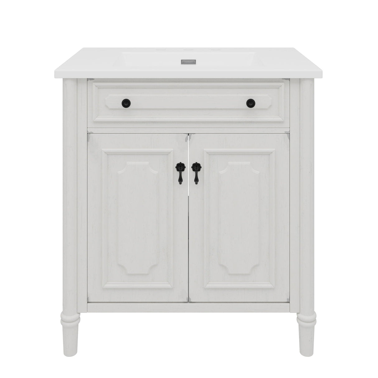 Vintage Bathroom Vanity With Sink, Rustic Cabinet With Soft Close Doors