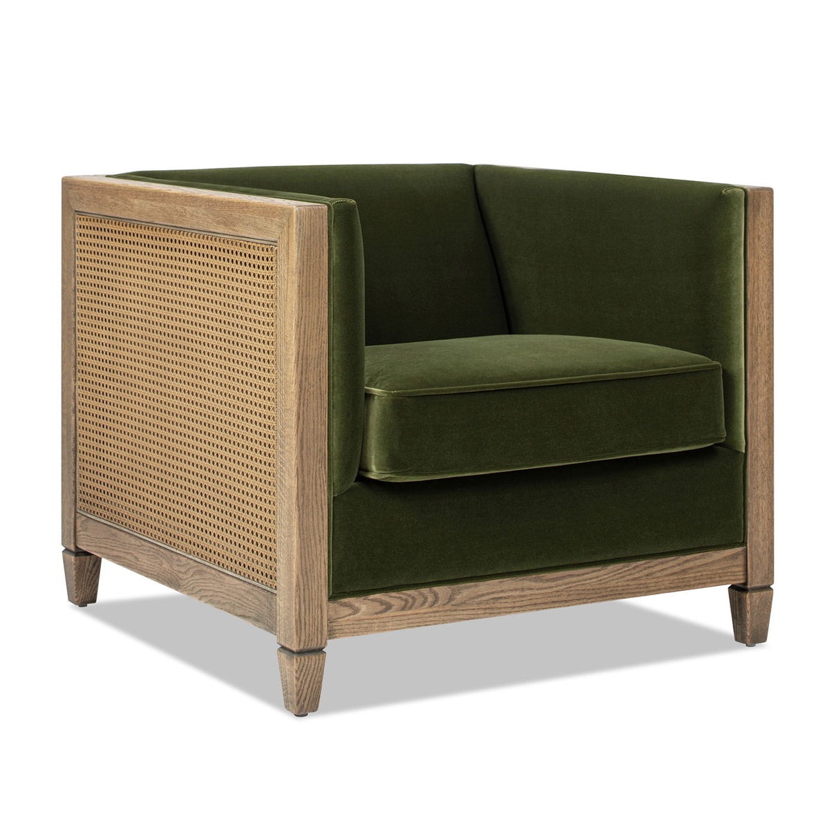 Georgia - Cane Tuxedo Armchair - Olive Green by Couch.com
