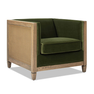 Georgia - Cane Tuxedo Armchair - Olive Green by Couch.com