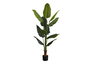 59" Tall, Artificial Plant, Strelitzia Tree, Indoor, Faux, Fake, Floor, Greenery, Potted, Real Touch, Decorative - Green / Black by Couch.com