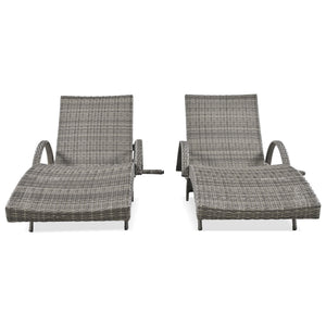 K&K 80" Outdoor Wicker Chaise Lounge Chairs Set of 2