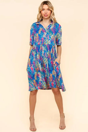 Johnny Collar Babydoll Dress with Side Pockets – Babydoll Dress, Johnny Collar Dress, Pocketed Dress, Button Down Dress, Relaxed Fit Dress