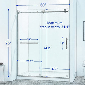 Semi-Frame Single Sliding Shower Door, 304 Stainless Steel, 5 / 16" (8Mm) Thick Sgcc Tempered Clear Glass by Couch.com