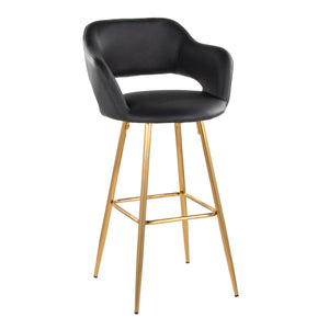 Margarite - Contemporary Fixed Height Barstool With Footrest (Set of 2) With Square by Couch.com