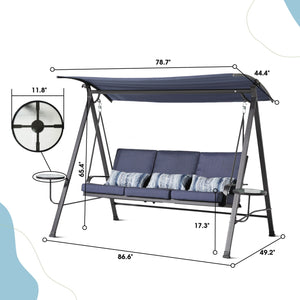 Steel 3 Seater Swing Porch Swing With Canopy - Blue by Couch.com