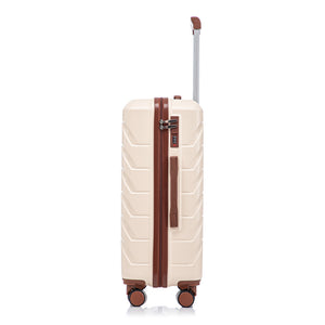 3-Piece ABS Spinner Wheel Luggage Set 20"/24"/28" Beige