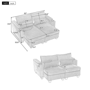 Convertible Chaise Lounge Sofa Chair With USB Ports, Cup Holders, Phone Holder And Storage by Couch.com