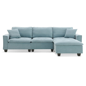 Modern Convertible Sectional L Shaped Reversible Couch Set With Free Pillows 4 Seat Suede Sleeper Sofa With Ottoman by Couch.com