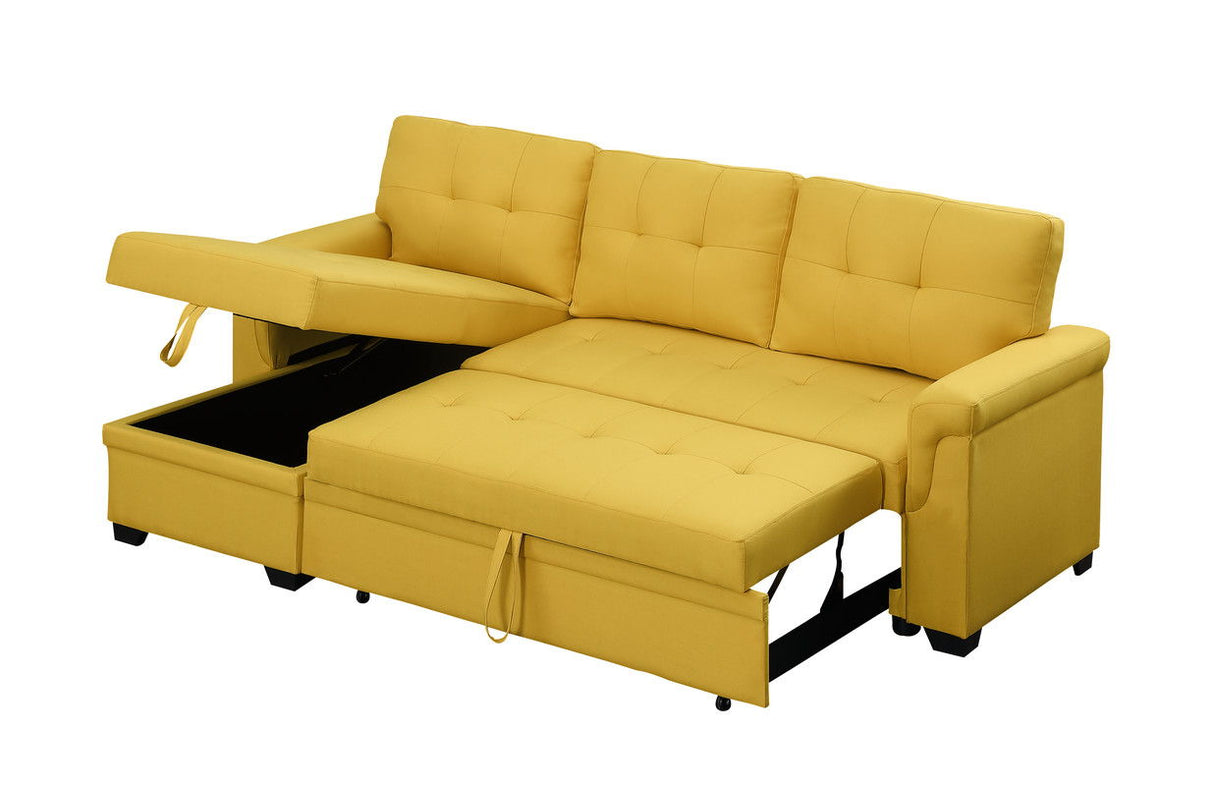 Lucca - Linen Reversible Sleeper Sectional Sofa With Storage Chaise by Couch.com