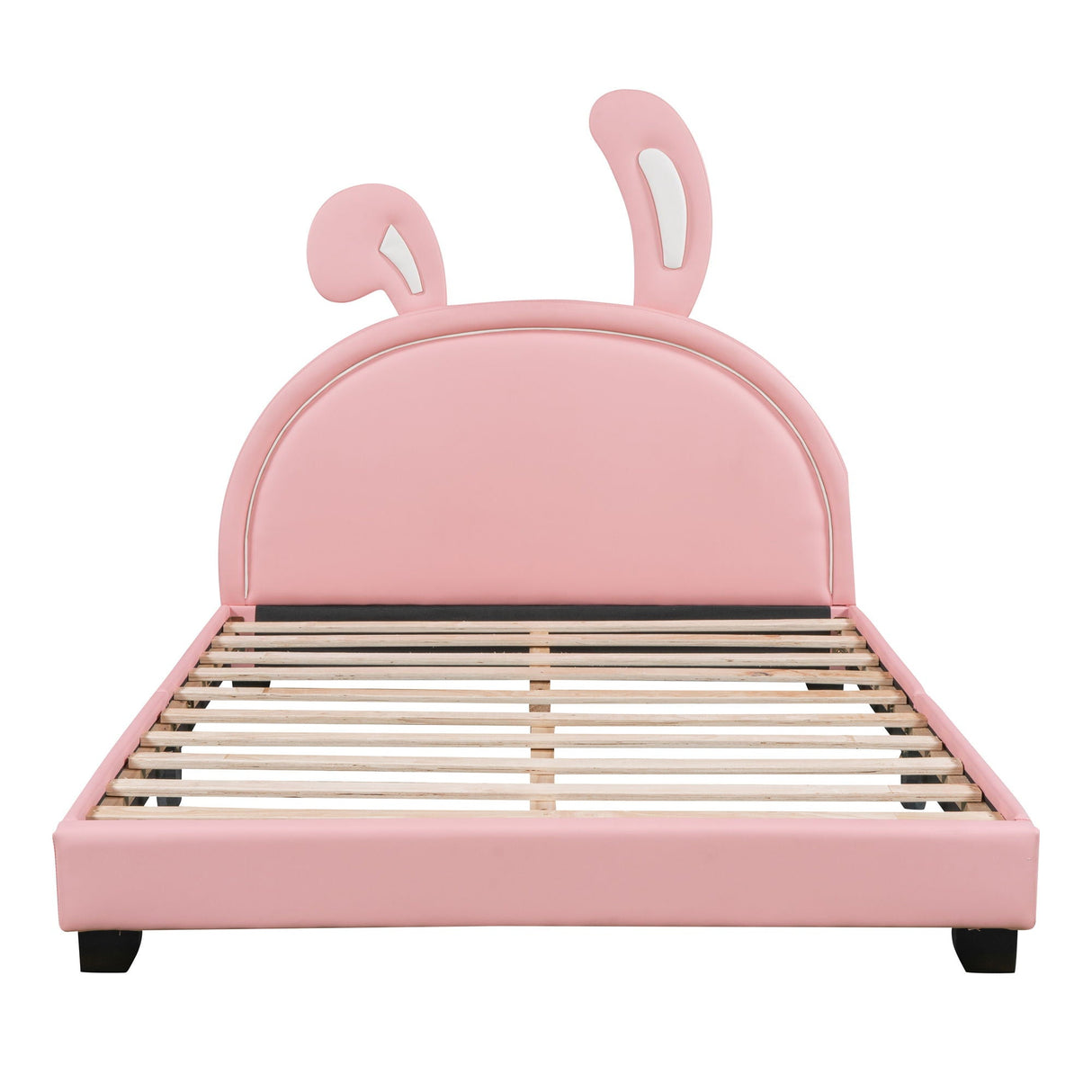 Upholstered Leather Platform Bed With Rabbit Ornament by Couch.com