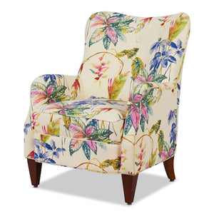 Paradise - Upholstered Arm Chair Floral Printed On Cotton - Off-White by Couch.com