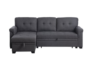 Lucca - Linen Reversible Sleeper Sectional Sofa With Storage Chaise by Couch.com
