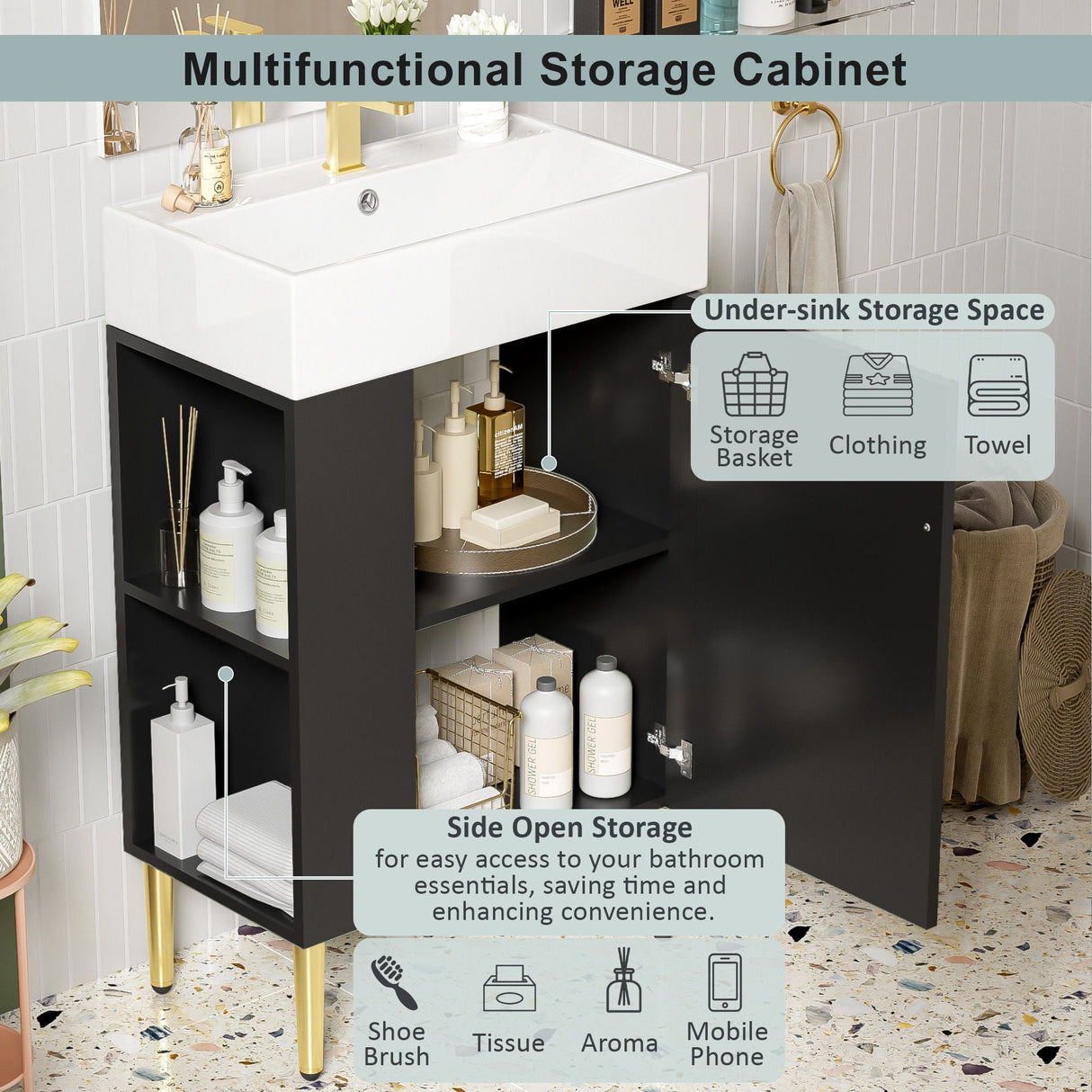 Bathroom Vanity, Combo Cabinet, Bathroom Storage Cabinet, Single Ceramic Sink by Couch.com