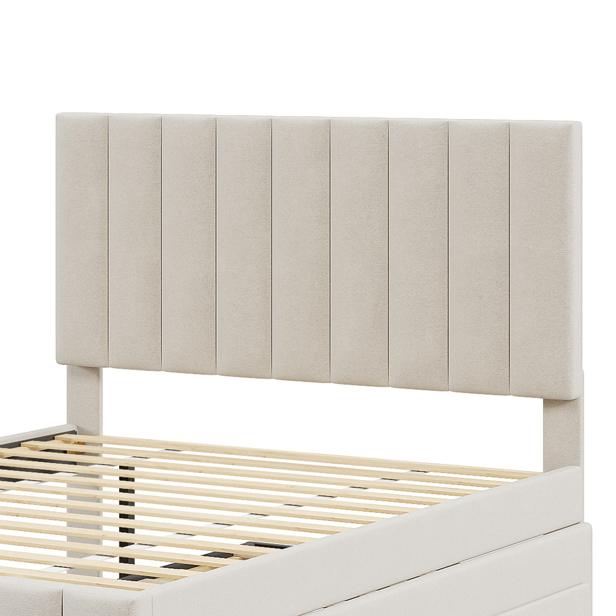 Upholstered Platform Bed With Twin Size Trundle And 3 Drawers by Couch.com