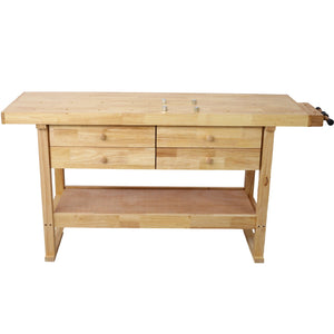 Workbench With 4 Drawers Wooden Workbench For Garage Workshop And Home - Natural by Couch.com