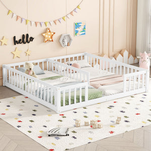 Double Floor Bed With Fence, Guardrails, Without Door by Couch.com