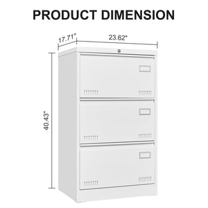 Filing Cabinet Lateral File Cabinet 3 Drawer, Locking Metal File Cabinets Three Drawer, Office Filing Cabinet With Lock Drawers For Home Office