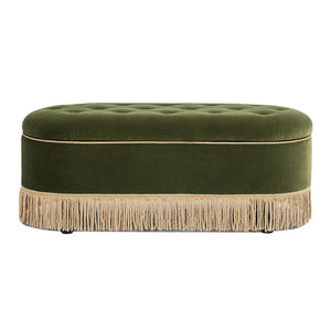 Melinda - Oval Tufted Bullion Fringe Storage Bench by Couch.com