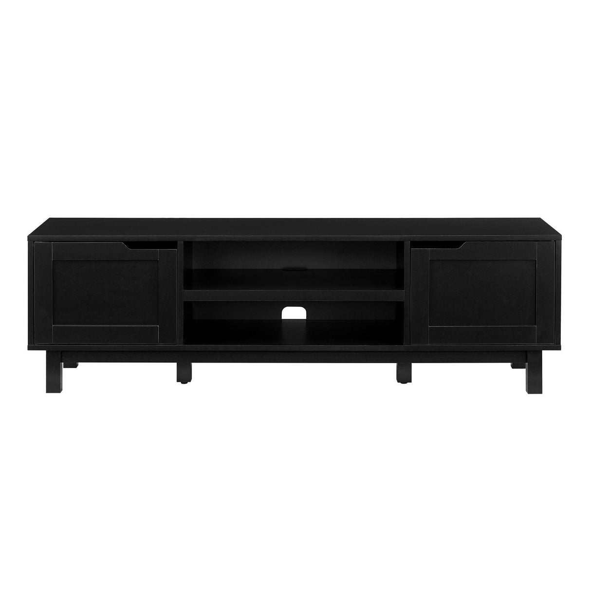 Modern 2 Door Open Storage TV Stand For TVs Up To 65" - Solid Black by Couch.com