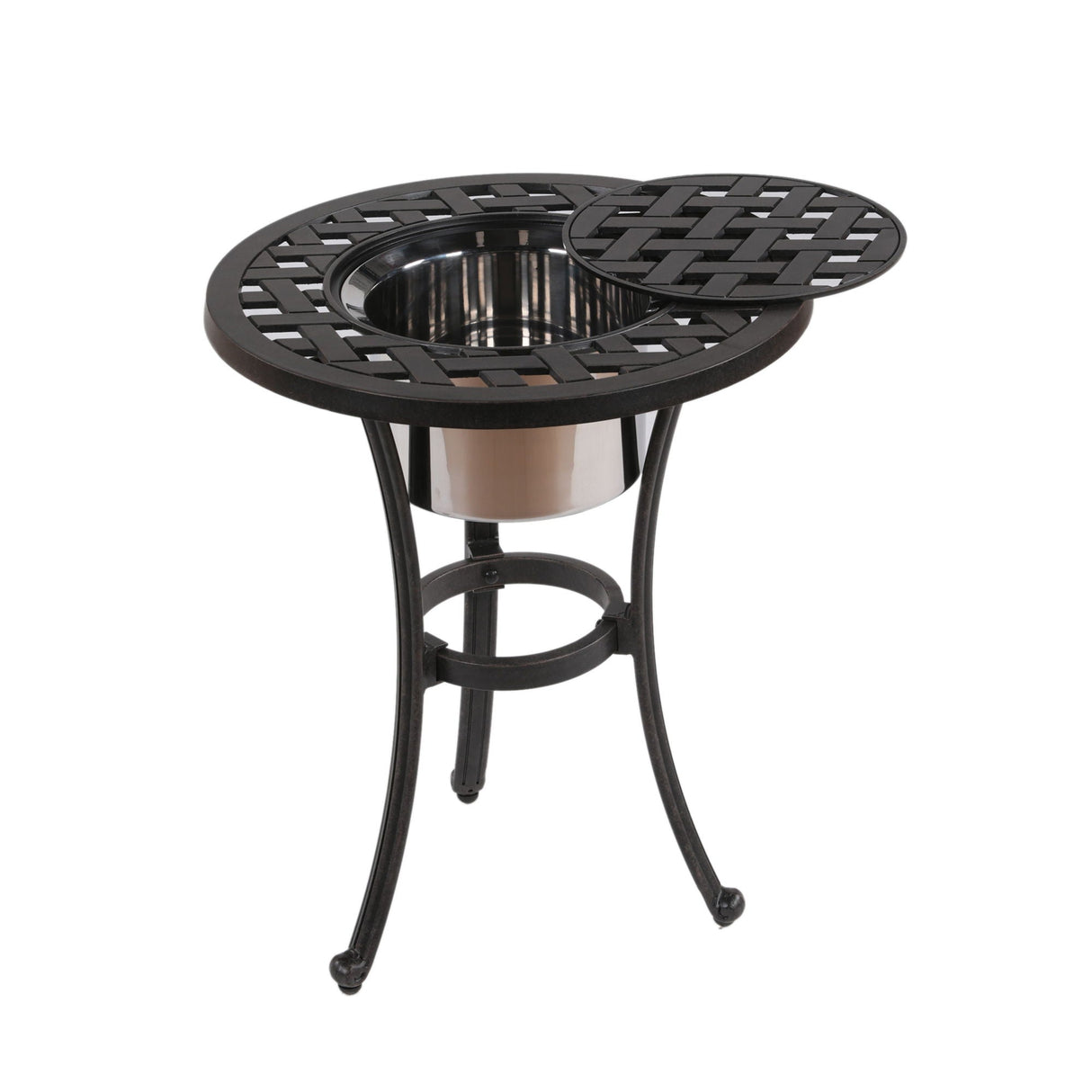 21" Cast Aluminum Round Table With Ice Bucket by Couch.com