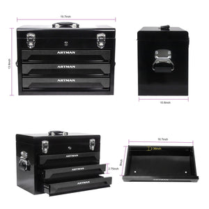 Portable 3 Drawer Steel Toolbox, 4 Layers Of Tools With Metal Latches, With Storage Tray And Carrying Handle by Couch.com