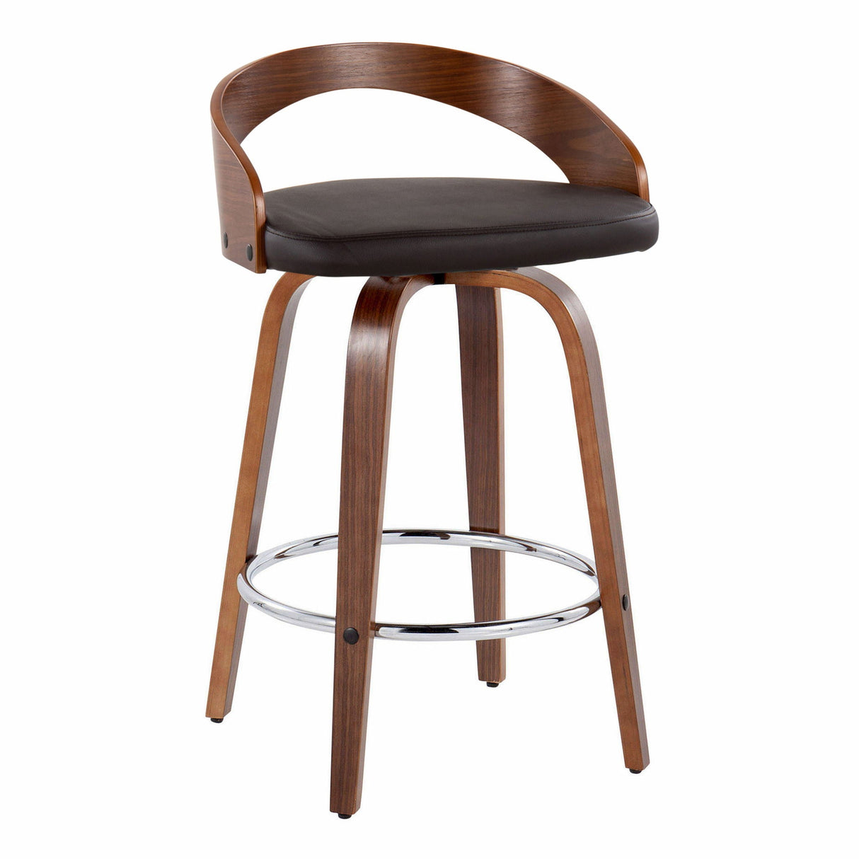Grotto - Mid Century Modern Elegant Fixed Height Counter Stool With Swivel With Round Footrest (Set of 2) by Couch.com