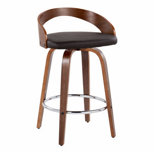 Grotto - Mid Century Modern Elegant Fixed Height Counter Stool With Swivel With Round Footrest (Set of 2) by Couch.com