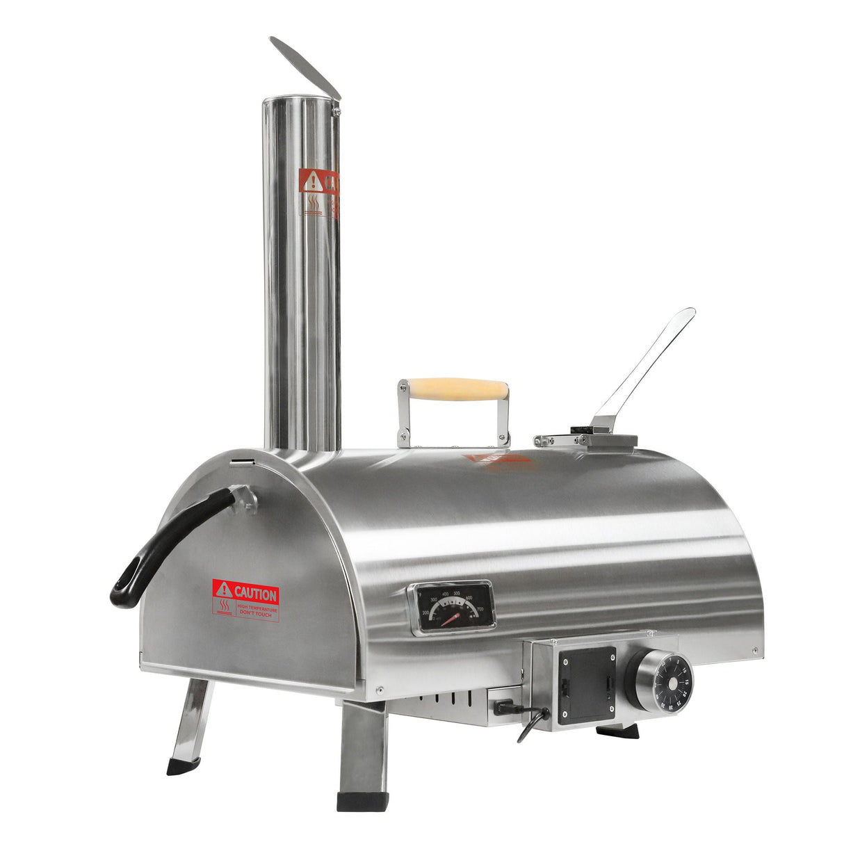 Pizza Oven Outdoor 12" Automatic Rotatable Pizza Ovens Portable Stainless Steel Wood Fired Pizza Oven Pizza Maker With Built-In Thermometer Pizza Cutter Carry Bag by Couch.com