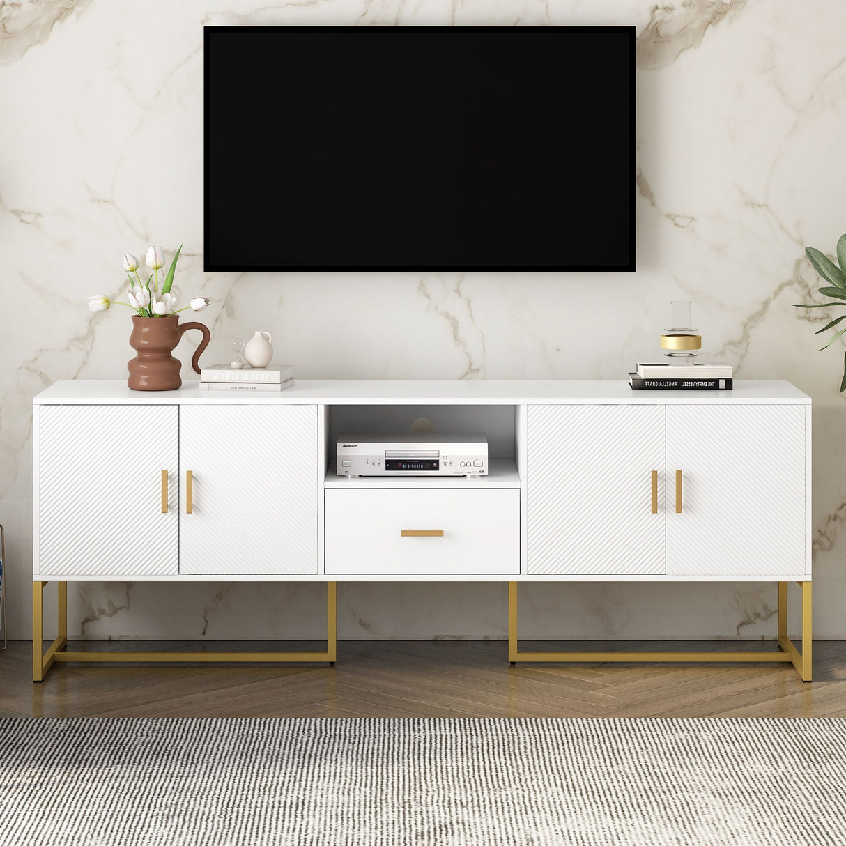 TV Cabinet With 1 Drawer, 2 Cabinets, Handles And Anti-Tip Device by Couch.com