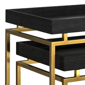 Macy - 2 Pieces Nesting Table - Black / Gold by Couch.com