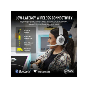 CORSAIR HEADSET GAMING BLUETOOTH WIRELESS HS55-WHITE