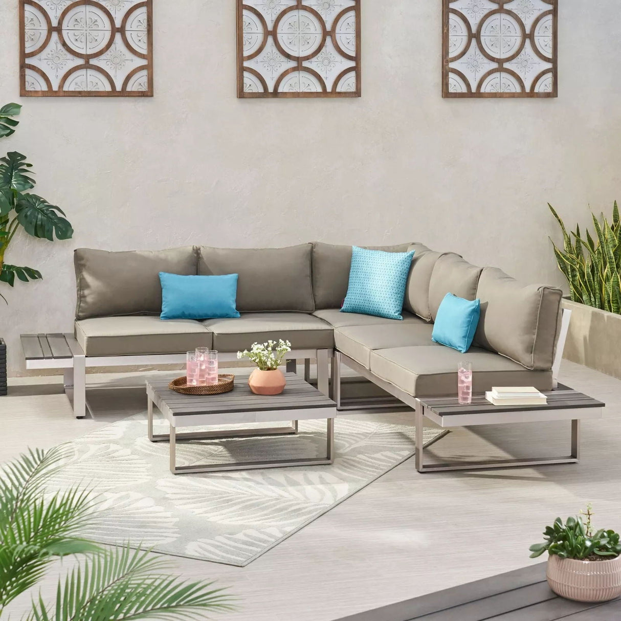 Sterling - Outdoor V Shaped 5 Seater Sofa Set With Cushions by Couch.com