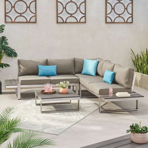 Sterling - Outdoor V Shaped 5 Seater Sofa Set With Cushions by Couch.com