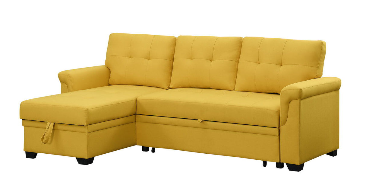 Lucca - Linen Reversible Sleeper Sectional Sofa With Storage Chaise by Couch.com