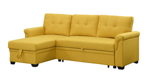 Lucca - Linen Reversible Sleeper Sectional Sofa With Storage Chaise by Couch.com