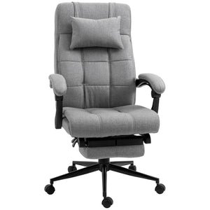 Vinsetto - Executive Linen-Feel Fabric Office Chair High Back Swivel Task Chair With Adjustable Height Upholstered Retractable Footrest, Headrest And Padded Armrest - Light Gray by Couch.com