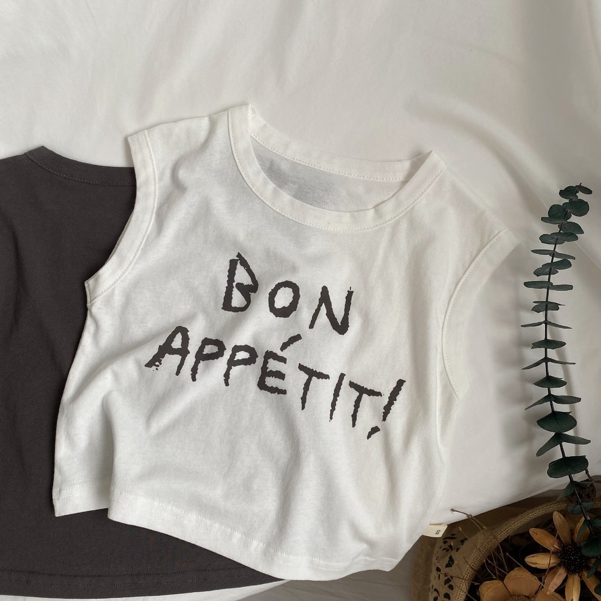 Children's Letter Printed Sleeveless Vest For Boys And Girls Loose Casual Top