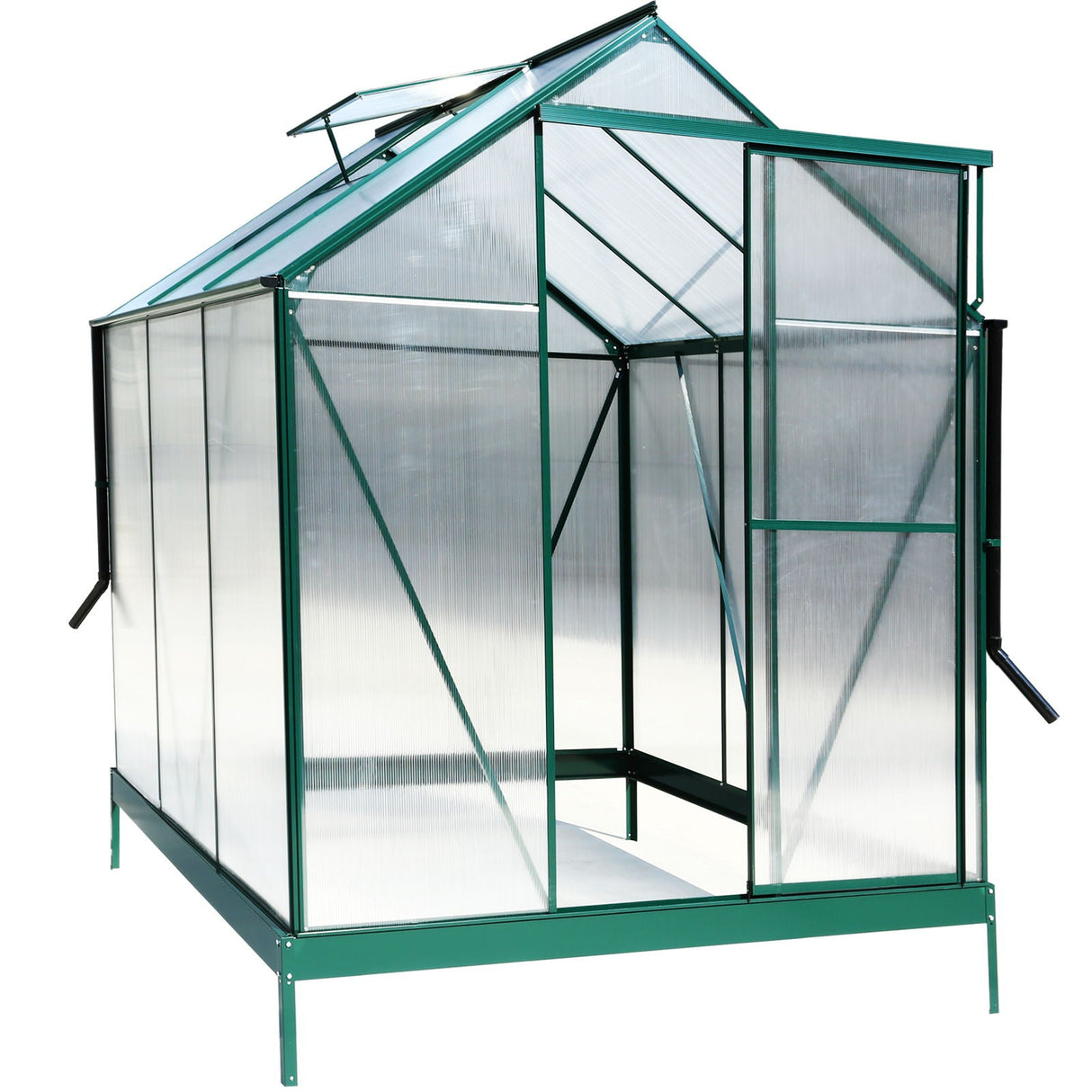 Polycarbonate Greenhouse, Heavy Duty Outdoor Aluminum Walk-In Green House Kit With Rain Gutter, Vent And Door For Backyard Garden by Couch.com