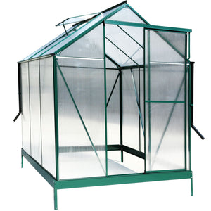 Polycarbonate Greenhouse, Heavy Duty Outdoor Aluminum Walk-In Green House Kit With Rain Gutter, Vent And Door For Backyard Garden by Couch.com