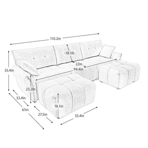 Elegant Sofa Set With Ottoman And Pillows, Textured Chenille, High Resilience Cushions by Couch.com