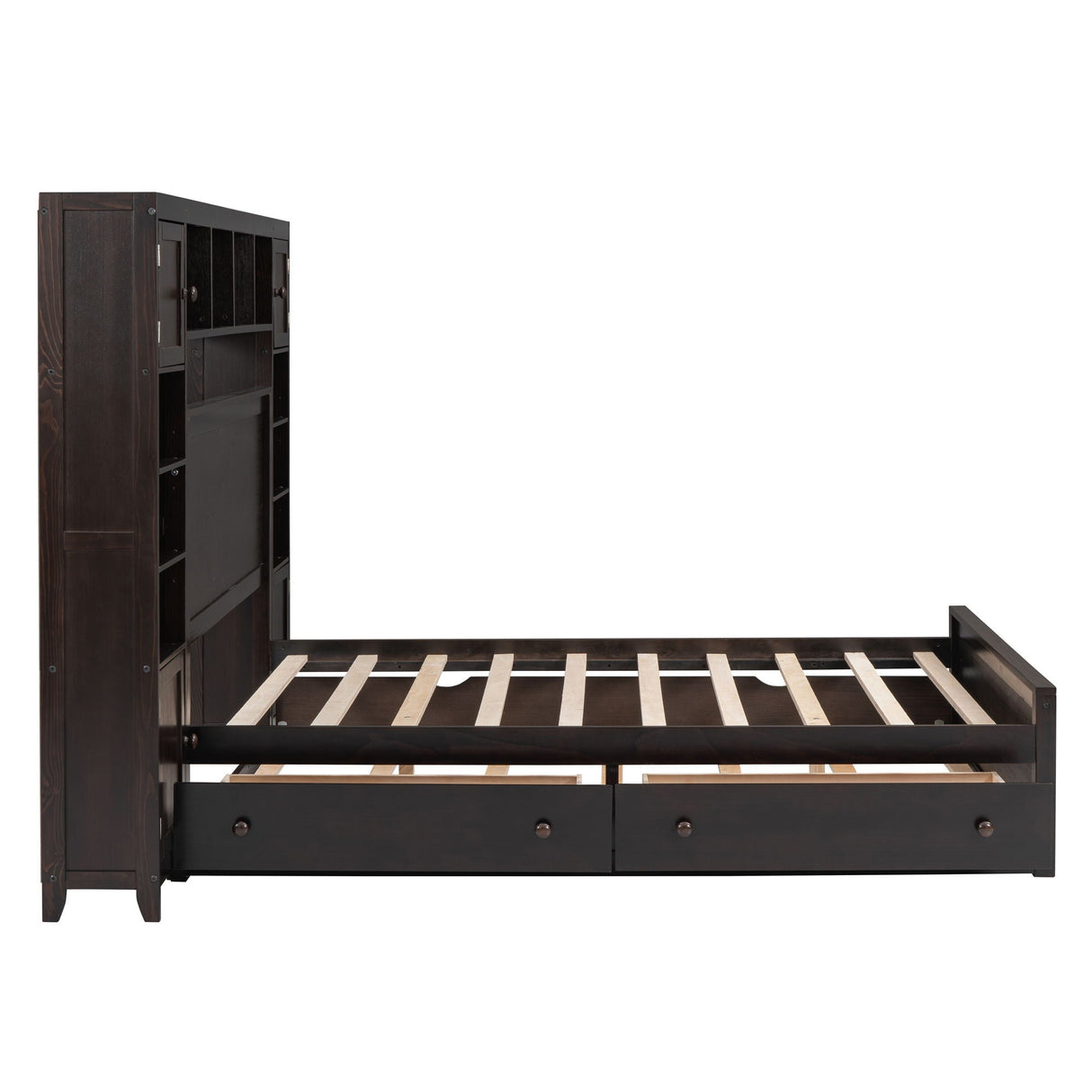 Bed With All In One Cabinet, Shelf And Sockets, Trundle by Couch.com