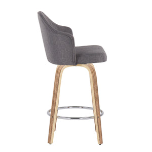 Ahoy - Mid-Century Modern Fixed Height Counter Stool With Zebra Legs / Round Chrome Footrest (Set of 2) - Gray by Couch.com