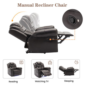 Home Theater Seating Manual Recliner Loveseat With Hide-Away Storage, Cup Holders And Led Light Strip For Living Room by Couch.com