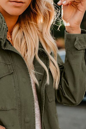 Retro Pocketed Long Sleeve Zip-Up Jacket Lightweight & Stylish Outerwear for Everyday Wear