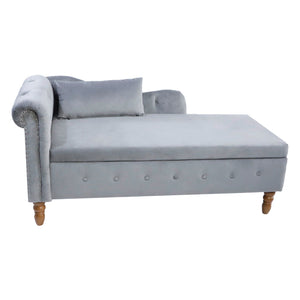 Chaise Lounge Indoor, Velvet Lounge Chair For Bedroom With Storage & Pillow, Modern Upholstered Rolled Arm Chase Lounge For Sleeping With Nailhead Trim For Living Room Bedroom Office by Couch.com